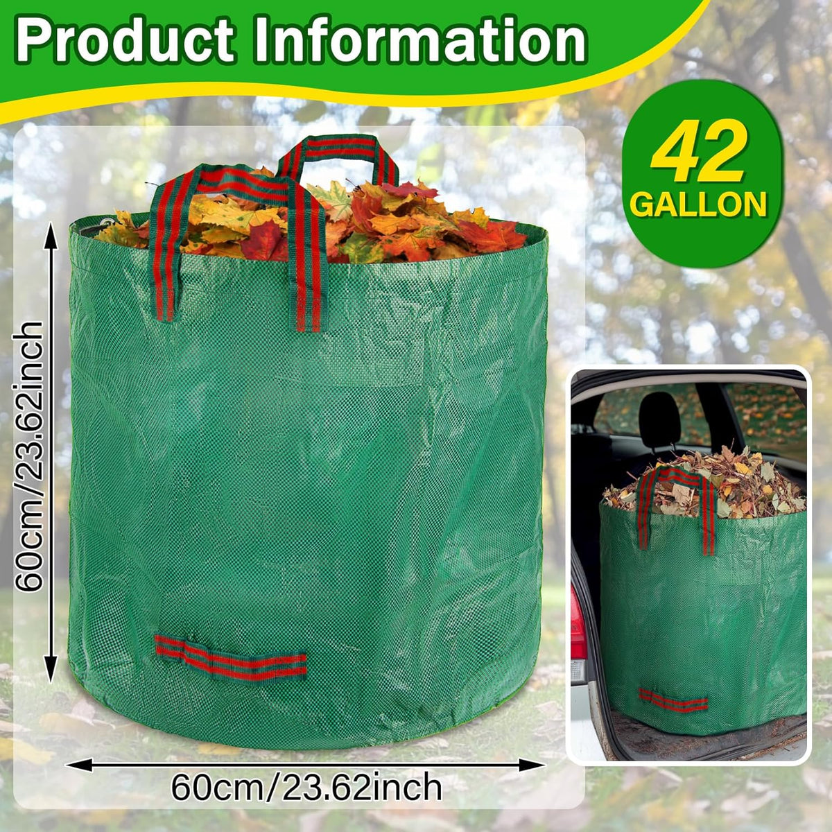 42 Gallon Reusable Yard Waste Bags for Lawn & Garden 1PC