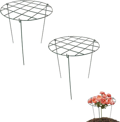 2 Pcs Flower Support Rings, Peony cage Plant Support Stake,Grow Through Grid Plant Brace, Hoops with 3 Pcs Legs for Heavy Blossoms (2 pcs 18'')