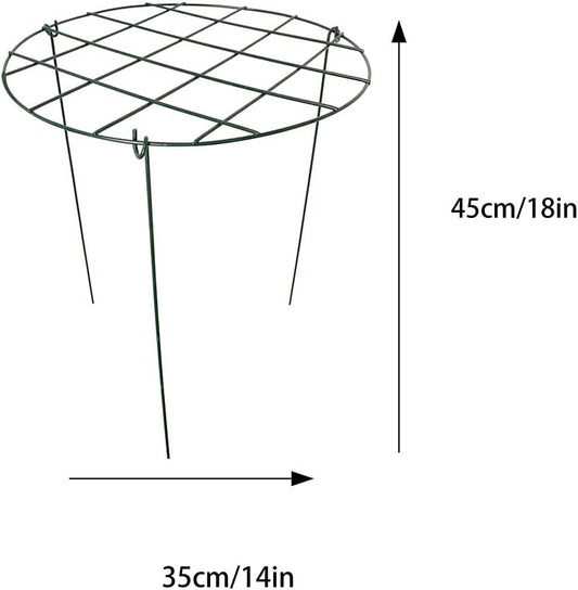 2 Pcs Flower Support Rings, Peony cage Plant Support Stake,Grow Through Grid Plant Brace, Hoops with 3 Pcs Legs for Heavy Blossoms (2 pcs 18'')