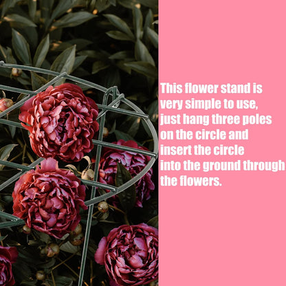 2 Pcs Flower Support Rings, Peony cage Plant Support Stake,Grow Through Grid Plant Brace, Hoops with 3 Pcs Legs for Heavy Blossoms (2 pcs 18'')