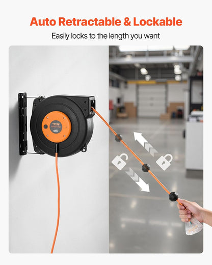 65FT Retractable Extension Cord Reel, Heavy Duty 12AWG/3C SJTOW Cord