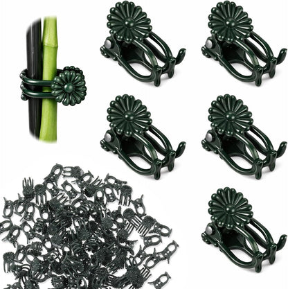 50 Pcs Plant Clips for Climbing Plants Orchid Clips for Plants Support Garden Flower Stem Vine Clip, Dark Green