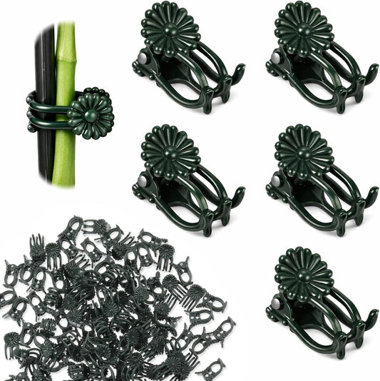 50 Pcs Plant Clips for Climbing Plants Orchid Clips for Plants Support Garden Flower Stem Vine Clip, Dark Green