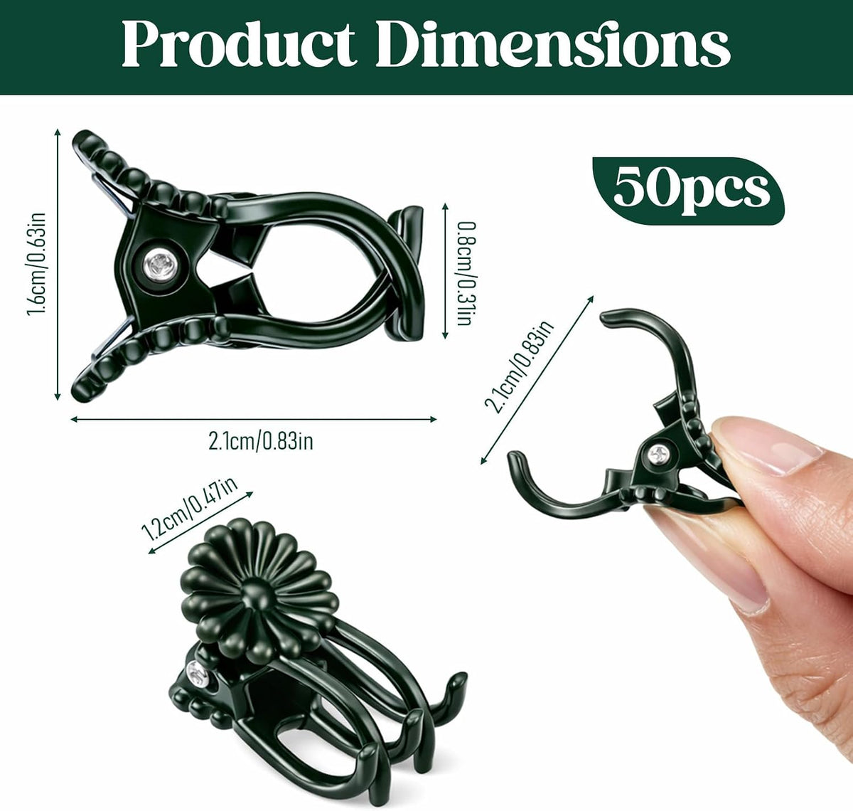 50 Pcs Plant Clips for Climbing Plants Orchid Clips for Plants Support Garden Flower Stem Vine Clip, Dark Green