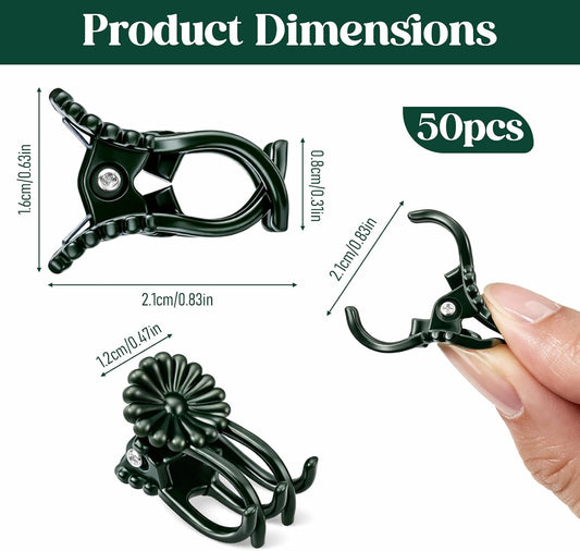 50 Pcs Plant Clips for Climbing Plants Orchid Clips for Plants Support Garden Flower Stem Vine Clip, Dark Green