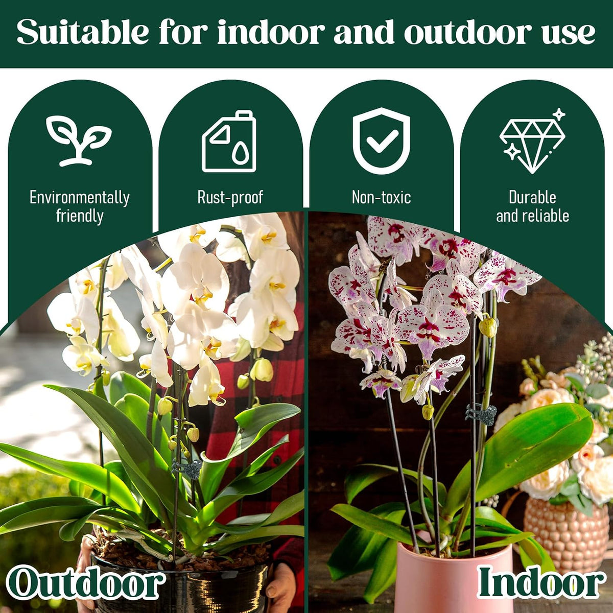 50 Pcs Plant Clips for Climbing Plants Orchid Clips for Plants Support Garden Flower Stem Vine Clip, Dark Green