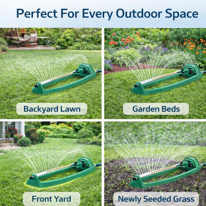 Oscillating Lawn Sprinkler for Yard up to 3000 Sq Ft, Adjustable Water Spray with 16 Precision Nozzles, Stable Base Garden Sprinkler for Grass, Lawn & Backyard Irrigation