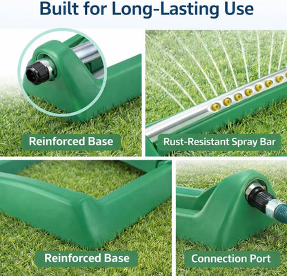 Oscillating Lawn Sprinkler for Yard up to 3000 Sq Ft, Adjustable Water Spray with 16 Precision Nozzles, Stable Base Garden Sprinkler for Grass, Lawn & Backyard Irrigation