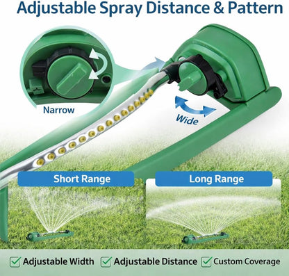 Oscillating Lawn Sprinkler for Yard up to 3000 Sq Ft, Adjustable Water Spray with 16 Precision Nozzles, Stable Base Garden Sprinkler for Grass, Lawn & Backyard Irrigation