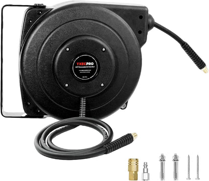 Retractable Air Hose Reel, 1/4 IN x 45 FT Hybrid Air Hose Max 300 PSI, Air compressor hose reel with 5 ft Lead in, Ceiling/Wall Mounted air hose reel,Heavy Duty air tool