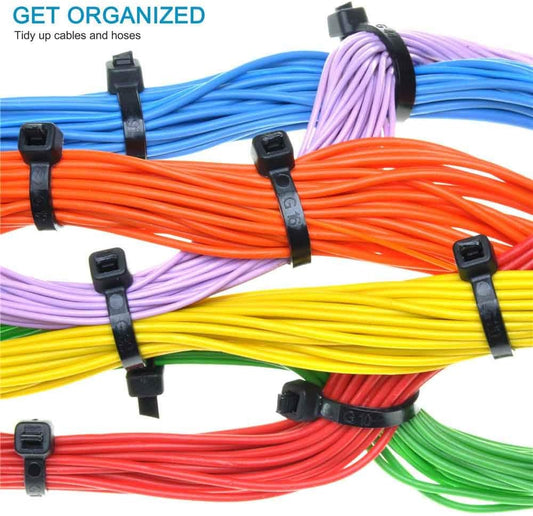 100pcs Cable Zip Ties Heavy Duty 8 Inch, Premium Plastic Wire Ties with 50 Pounds Tensile Strength, Self-Locking Black Nylon Tie Wraps for Indoor and Outdoor