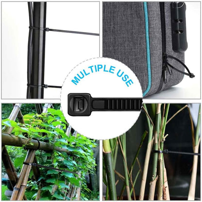 100pcs Cable Zip Ties Heavy Duty 8 Inch, Premium Plastic Wire Ties with 50 Pounds Tensile Strength, Self-Locking Black Nylon Tie Wraps for Indoor and Outdoor