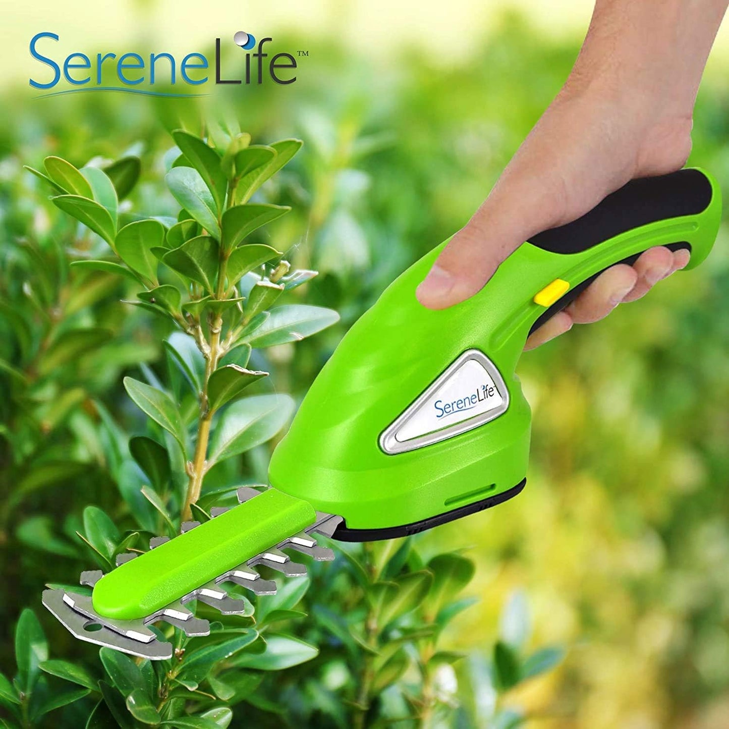 Cordless Handheld Grass Cutter Shears, Portable Lightweight Electric Hedge Trimmer, Hand Held Garden Clippers Powered with Rechargeable 3.6V Battery, Changeable Blade Trimmers Light Green