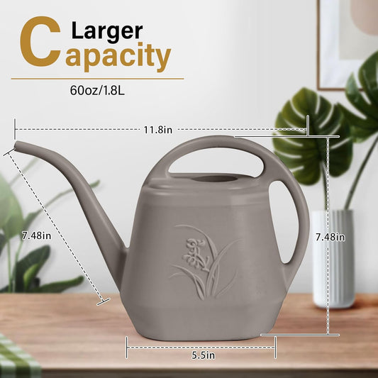 Plant Watering Can - for Indoor and Outdoor Home Garden Plants - with Long Spout - Coffee Color - 1/2 Gallon