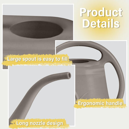 Plant Watering Can - for Indoor and Outdoor Home Garden Plants - with Long Spout - Coffee Color - 1/2 Gallon