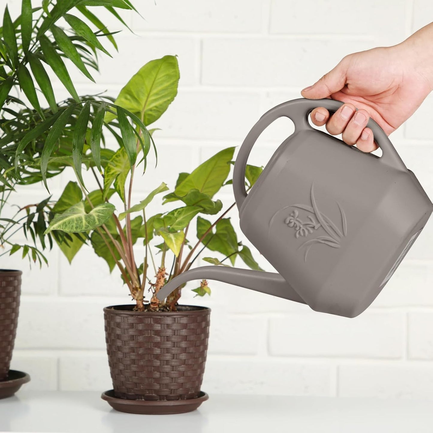 Plant Watering Can - for Indoor and Outdoor Home Garden Plants - with Long Spout - Coffee Color - 1/2 Gallon