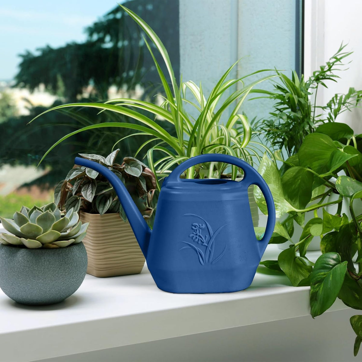 Plant Watering Can - for Indoor and Outdoor Home Garden Plants - with Long Spout - Coffee Color - 1/2 Gallon