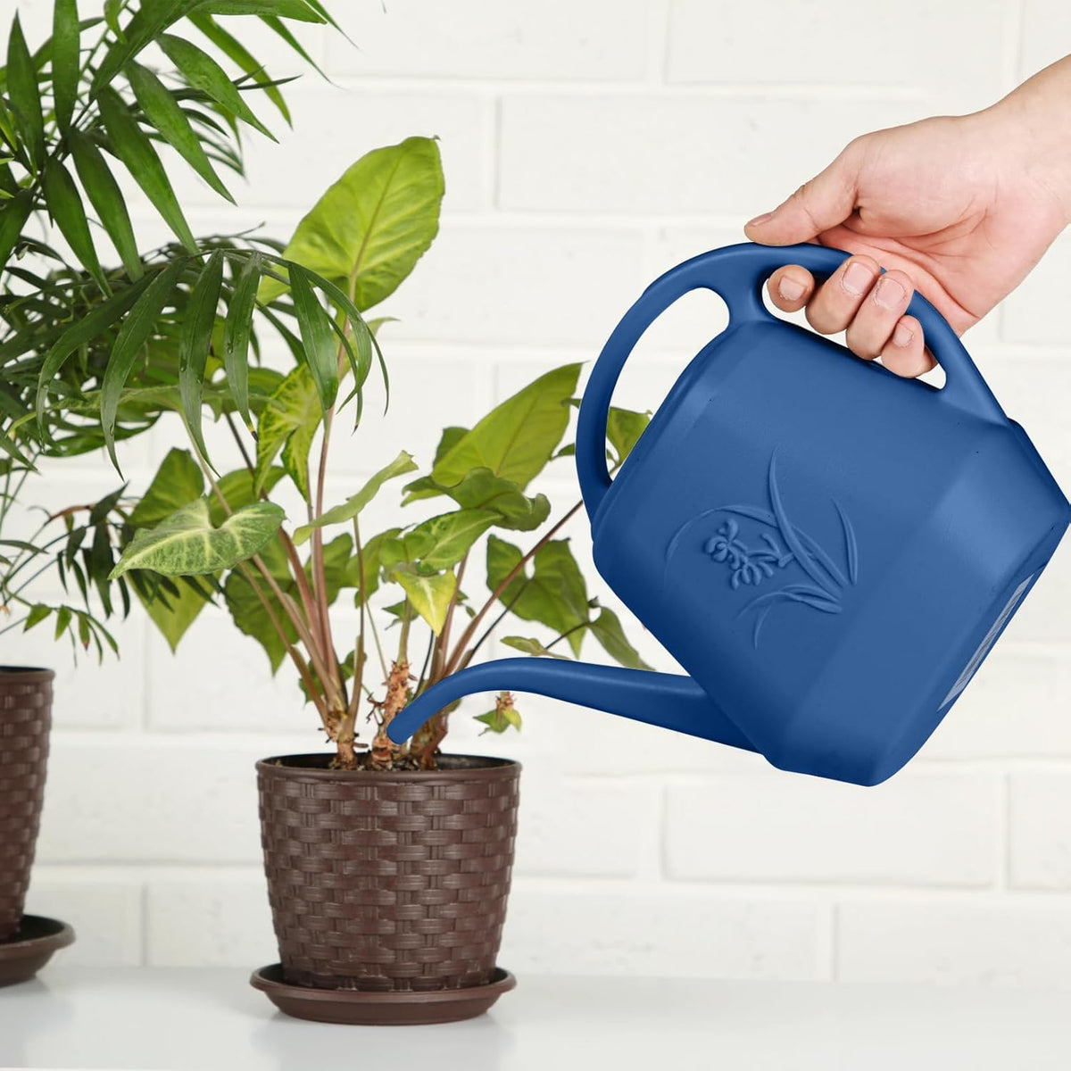 Plant Watering Can - for Indoor and Outdoor Home Garden Plants - with Long Spout - Coffee Color - 1/2 Gallon
