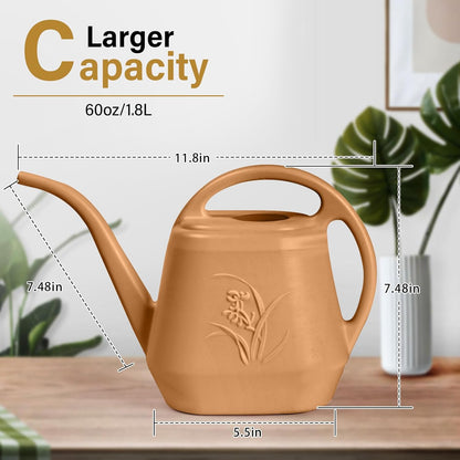 Plant Watering Can - for Indoor and Outdoor Home Garden Plants - with Long Spout - Coffee Color - 1/2 Gallon