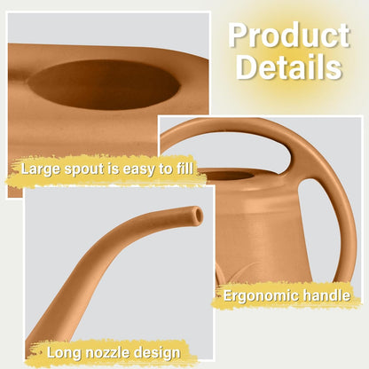 Plant Watering Can - for Indoor and Outdoor Home Garden Plants - with Long Spout - Coffee Color - 1/2 Gallon