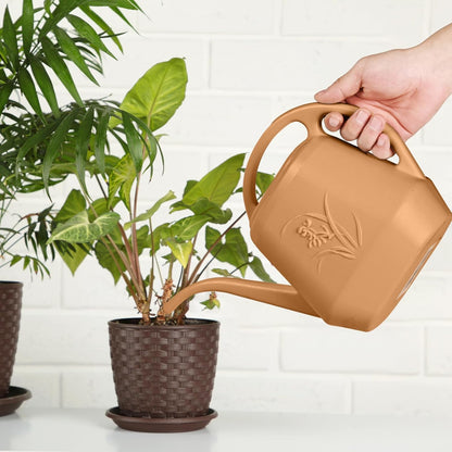 Plant Watering Can - for Indoor and Outdoor Home Garden Plants - with Long Spout - Coffee Color - 1/2 Gallon