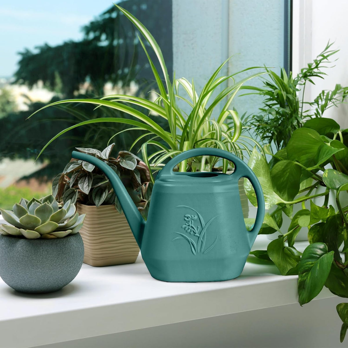 Plant Watering Can - for Indoor and Outdoor Home Garden Plants - with Long Spout - Coffee Color - 1/2 Gallon