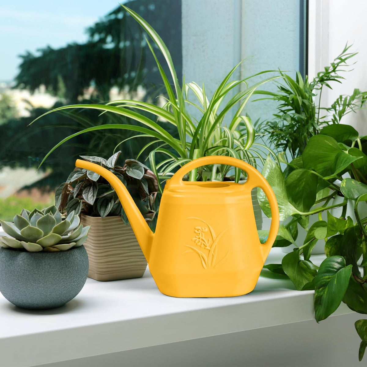 Plant Watering Can - for Indoor and Outdoor Home Garden Plants - with Long Spout - Coffee Color - 1/2 Gallon