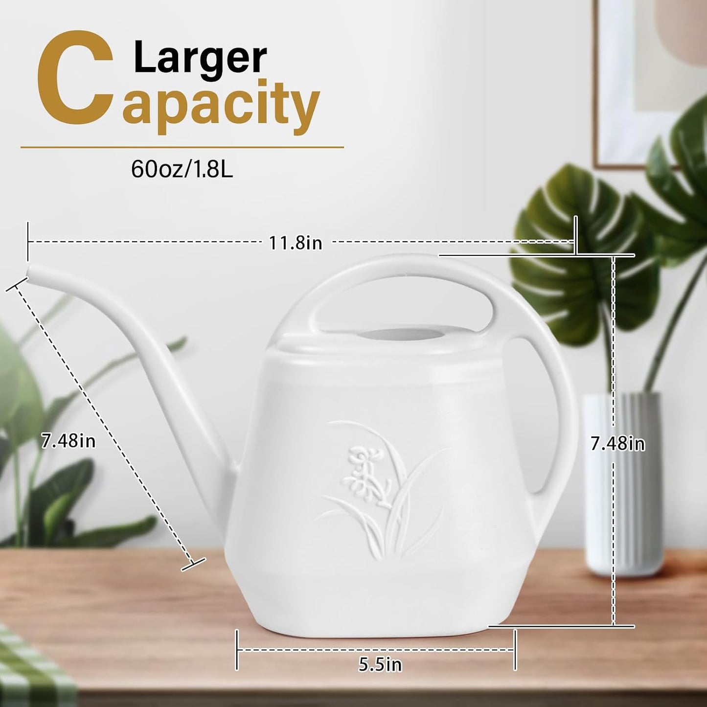 Plant Watering Can - for Indoor and Outdoor Home Garden Plants - with Long Spout - Coffee Color - 1/2 Gallon