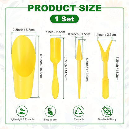 1-Set Garden Shovel Hand Tools Transplanting Succulent Cultivation Digging Scoops Kits, Plastic Mini Garden Tool Set for Flower Planting/Bonsai Potting [Yellow]
