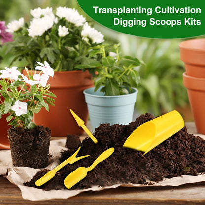 1-Set Garden Shovel Hand Tools Transplanting Succulent Cultivation Digging Scoops Kits, Plastic Mini Garden Tool Set for Flower Planting/Bonsai Potting [Yellow]