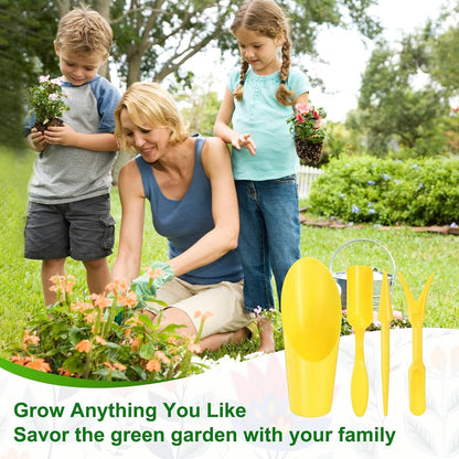 1-Set Garden Shovel Hand Tools Transplanting Succulent Cultivation Digging Scoops Kits, Plastic Mini Garden Tool Set for Flower Planting/Bonsai Potting [Yellow]