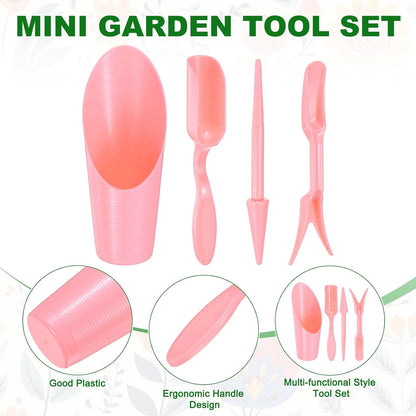 1-Set Garden Shovel Hand Tools Transplanting Succulent Cultivation Digging Scoops Kits, Plastic Mini Garden Tool Set for Flower Planting/Bonsai Potting [Yellow]