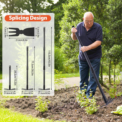 Weed Puller Tool with Long Handle, 2-in-1 Hand Weed Rake and Garden Hoe, 45.5" Manual Weeder Weeding Pull Tool for Lawn, Yard, Patio and Garden