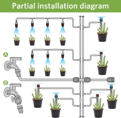 226FT Greenhouse Micro Drip Irrigation Kit, Automatic Patio Plant Watering System with 1/4" & 1/2" Tubing, Adjustable Nozzles, Emitters, & Barbed Fittings for Efficient Irrigation