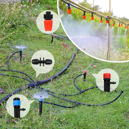 226FT Greenhouse Micro Drip Irrigation Kit, Automatic Patio Plant Watering System with 1/4" & 1/2" Tubing, Adjustable Nozzles, Emitters, & Barbed Fittings for Efficient Irrigation