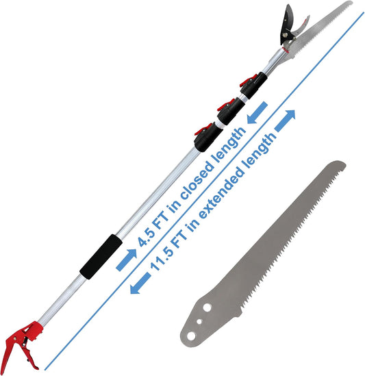 4 Section Extendable Tree Pruner & Pole Saw with Cut and Hold