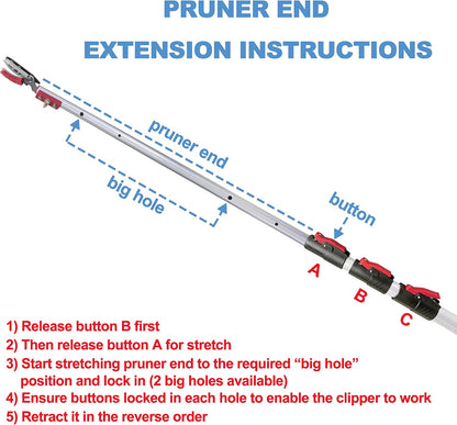 4 Section Extendable Tree Pruner & Pole Saw with Cut and Hold