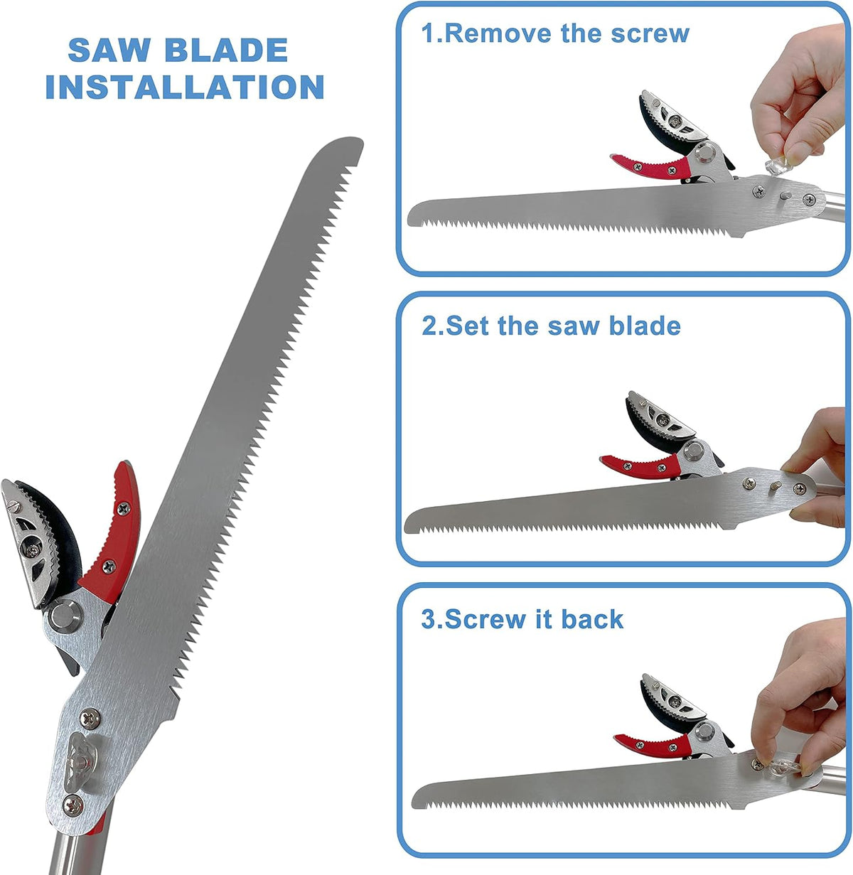 4 Section Extendable Tree Pruner & Pole Saw with Cut and Hold