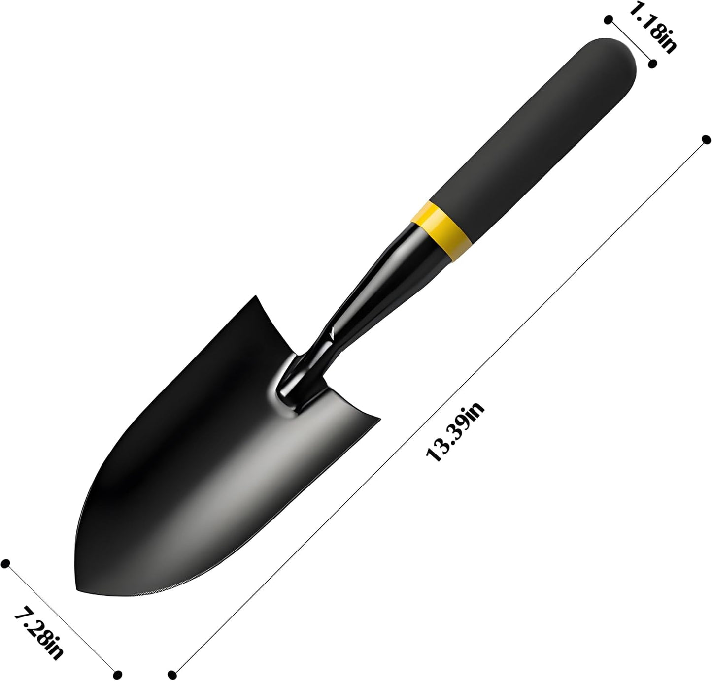 Garden Trowel - Metal Hand Shovel with Rubber Handle. This Garden Hand Trowel is Easy to use and Suitable for Soil Planting, Digging, transplanting and Outdoor Exploration Activities (Wide Shovel)