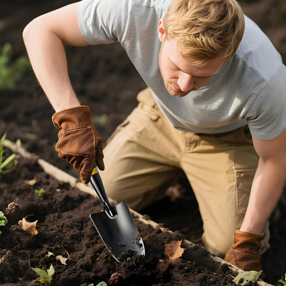 Garden Trowel - Metal Hand Shovel with Rubber Handle. This Garden Hand Trowel is Easy to use and Suitable for Soil Planting, Digging, transplanting and Outdoor Exploration Activities (Wide Shovel)