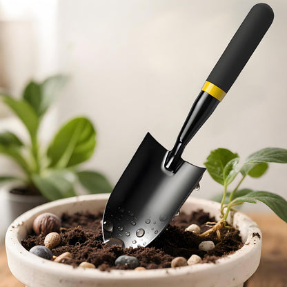 Garden Trowel - Metal Hand Shovel with Rubber Handle. This Garden Hand Trowel is Easy to use and Suitable for Soil Planting, Digging, transplanting and Outdoor Exploration Activities (Wide Shovel)