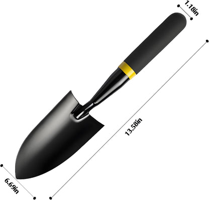 Garden Trowel - Metal Hand Shovel with Rubber Handle. This Garden Hand Trowel is Easy to use and Suitable for Soil Planting, Digging, transplanting and Outdoor Exploration Activities (Wide Shovel)