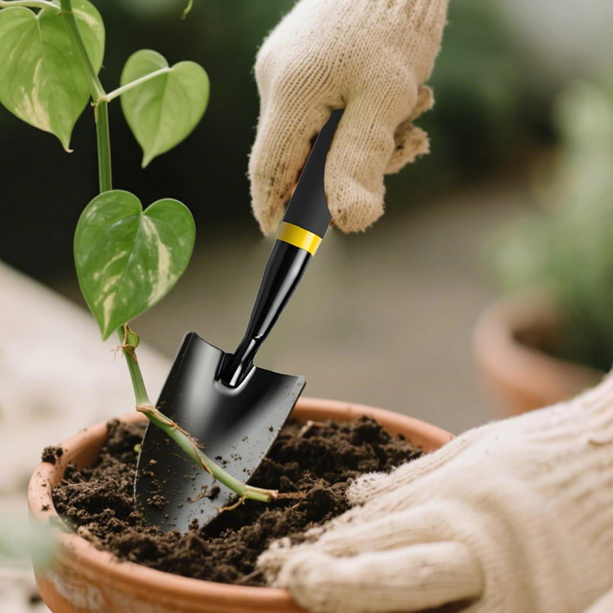 Garden Trowel - Metal Hand Shovel with Rubber Handle. This Garden Hand Trowel is Easy to use and Suitable for Soil Planting, Digging, transplanting and Outdoor Exploration Activities (Wide Shovel)