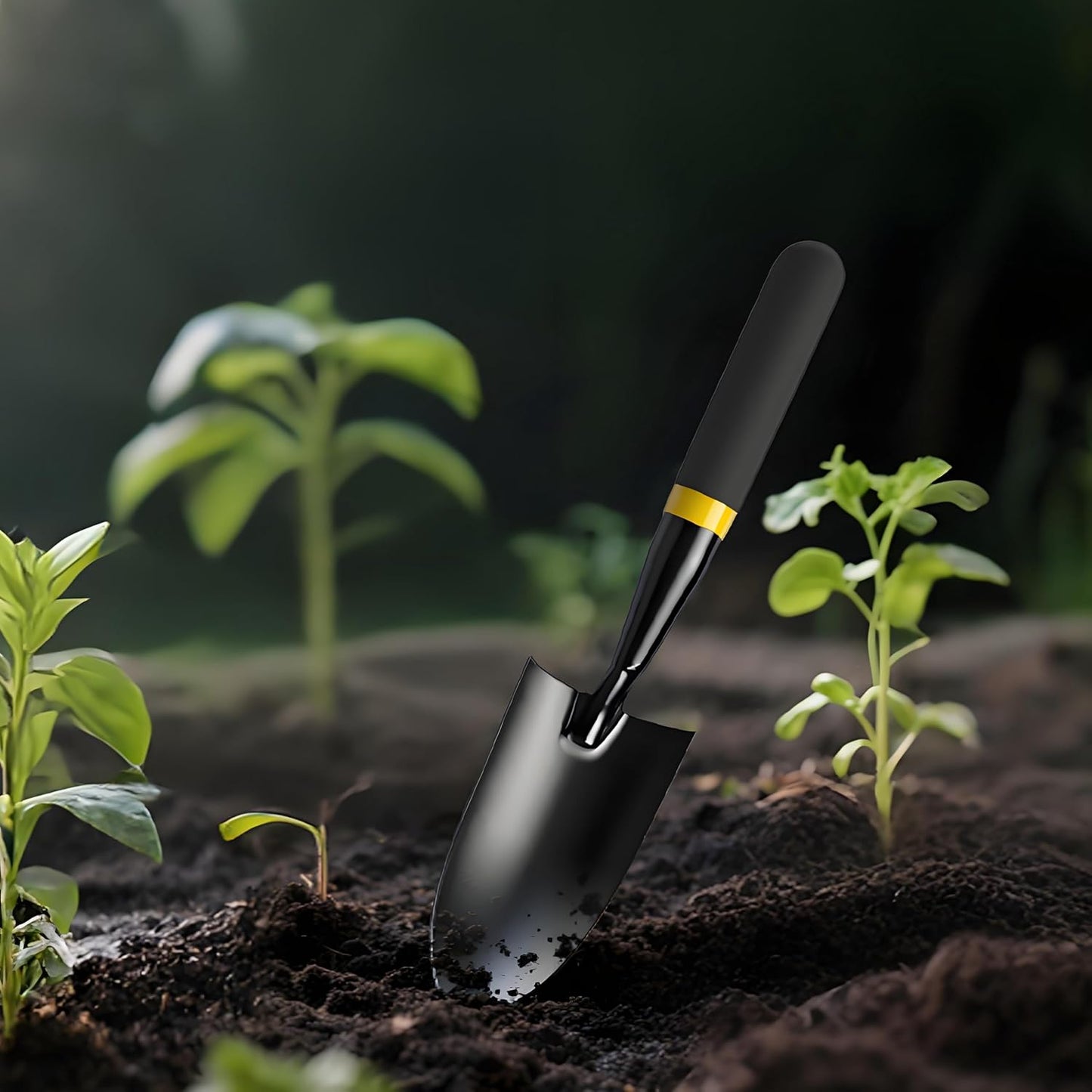 Garden Trowel - Metal Hand Shovel with Rubber Handle. This Garden Hand Trowel is Easy to use and Suitable for Soil Planting, Digging, transplanting and Outdoor Exploration Activities (Wide Shovel)