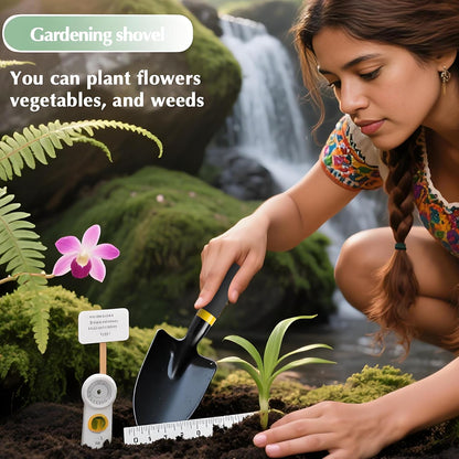 Garden Trowel - Metal Hand Shovel with Rubber Handle. This Garden Hand Trowel is Easy to use and Suitable for Soil Planting, Digging, transplanting and Outdoor Exploration Activities (Wide Shovel)