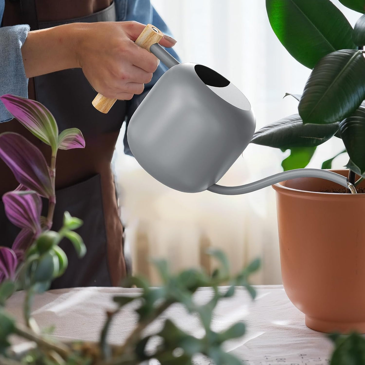 1.2L/41oz Metal Metal Watering Can with Long Spout, Sage Green