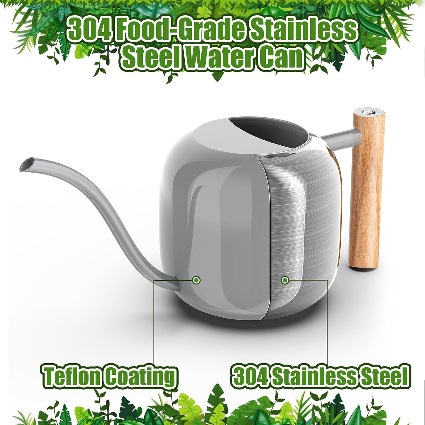 1.2L/41oz Metal Metal Watering Can with Long Spout, Sage Green