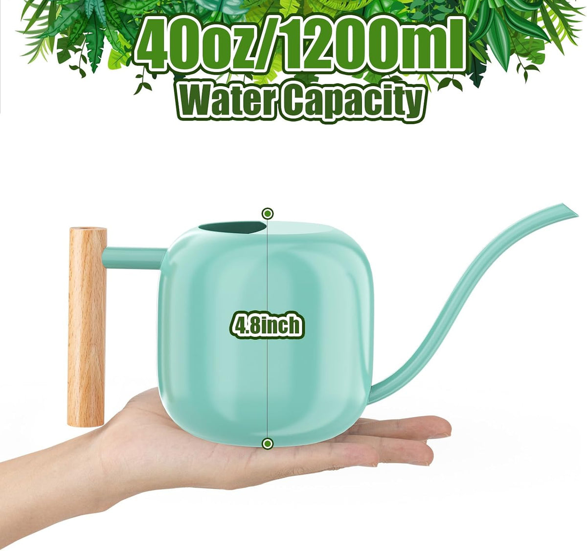 1.2L/41oz Metal Metal Watering Can with Long Spout, Sage Green