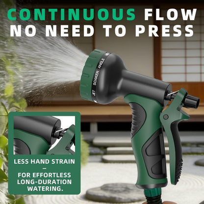 Garden Water Hose Nozzle, Water Spray Nozzle with 10 Spray Modes Suitable for Watering Plants, Iawns and Gardens, Car Washing, Cleaning, Showering Pets and Outdoor Fun, Green