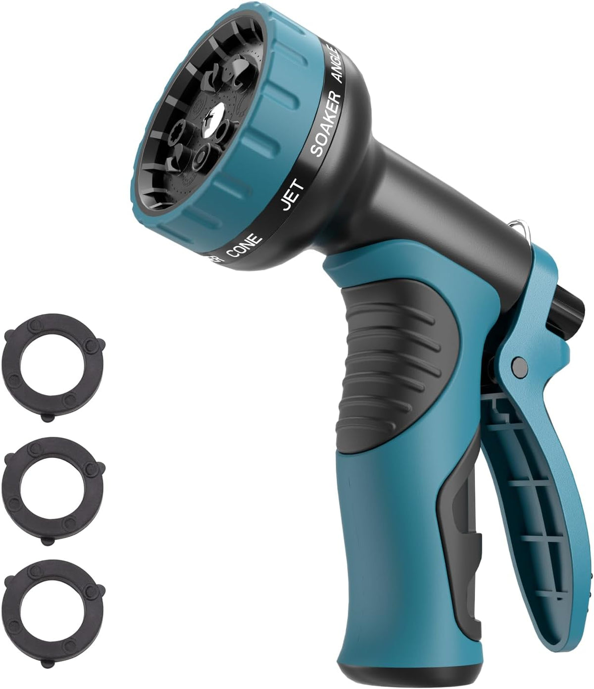Garden Water Hose Nozzle, Water Spray Nozzle with 10 Spray Modes Suitable for Watering Plants, Iawns and Gardens, Car Washing, Cleaning, Showering Pets and Outdoor Fun, Green